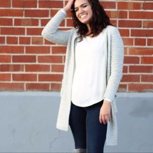 Long Light Gray Knit Cardigan